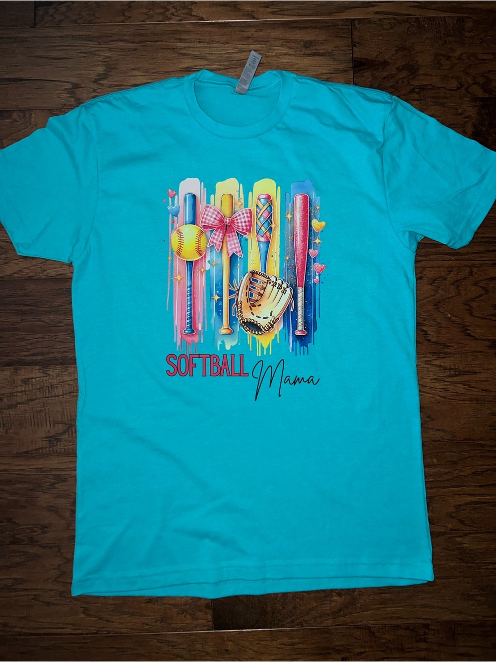 Next Level Apparel Teal "Softball Mama" Graphic Tee